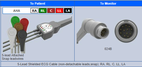 Câble Patient ECG 5 Plombs CONTEC Avec Snaps Plaqué Or - Pour Moniteur CMS8000