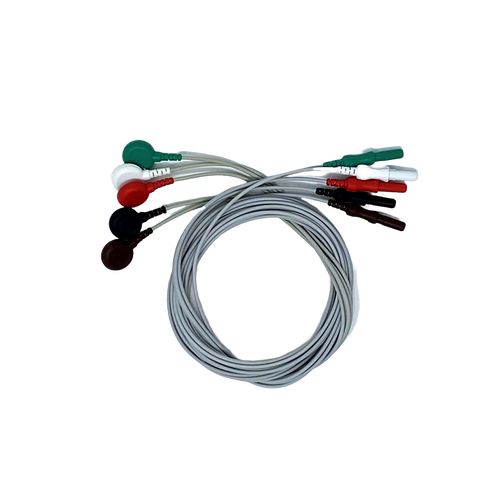 5-Lead Reusable ECG Leadwire Set, SNAP-to-DIN, AHA Color Code
