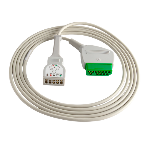 Reusable 3/5-Lead GE Multi-Link® Compatible ECG Cable, Shielded