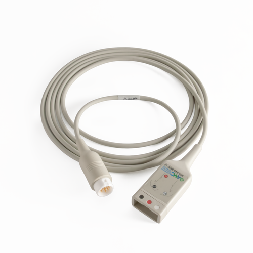 Reusable 3-Lead HP (Hewlett-Packard) Compatible ECG Cable, Twin-Pin AAMI